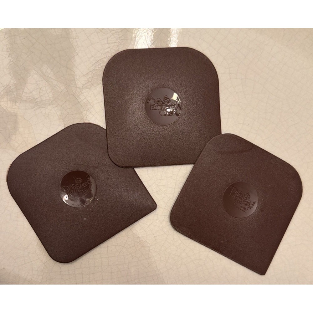 LOT of 3 Pampered Chef Brown Nylon Plastic Pan Scrapers Tool Stoneware